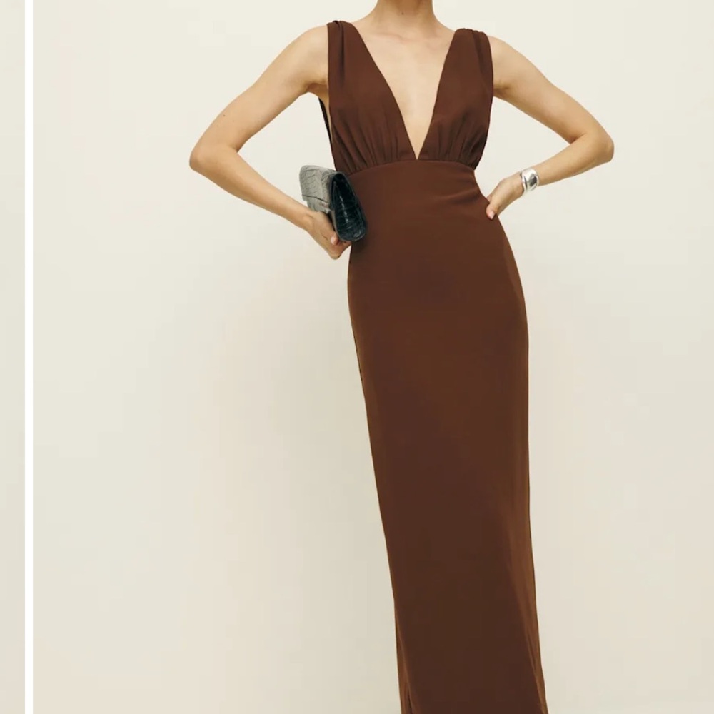 NWT Reformation Chocolate Brown Backless: Velda Dress